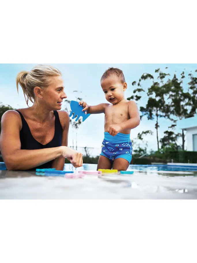 New, view full size image of Front view of Product detail - Nautical Blue Comfy Swimsure Nappy NABL