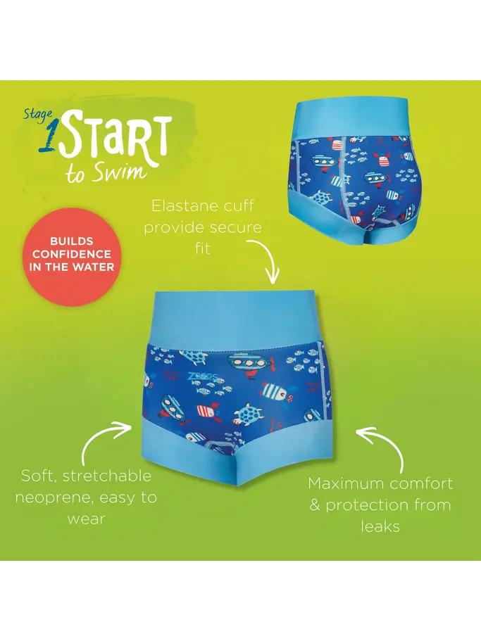 New, view full size image of Front view of Product detail - Nautical Blue Comfy Swimsure Nappy NABL