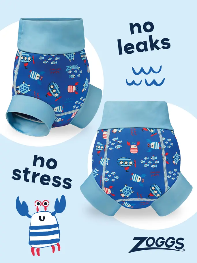 New, view full size image of Front view of Product detail - Nautical Blue Comfy Swimsure Nappy NABL