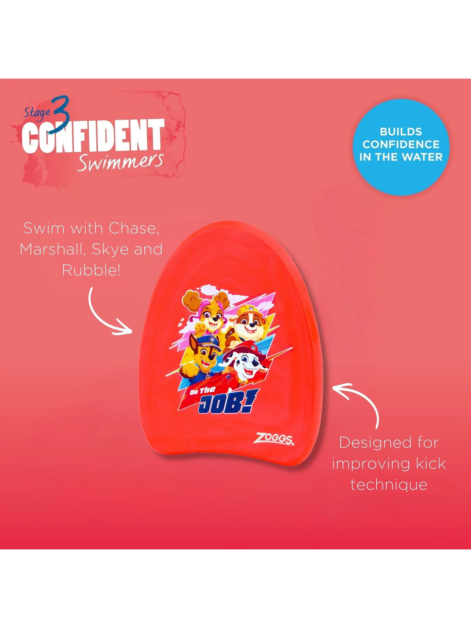 New, view full size image of Front view of Product detail - Paw Patrol Mini Swimming Kickboard red