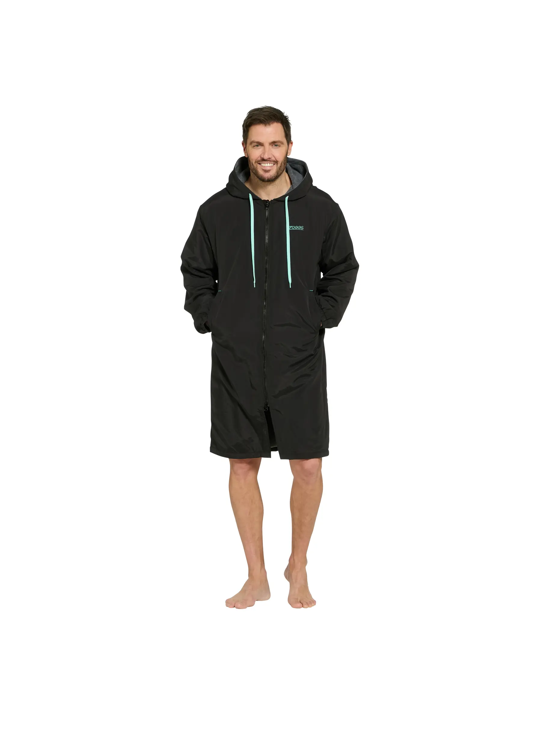 New, view full size image of Front view of Product detail - Zoggs Unisex Pool Parka BKMN