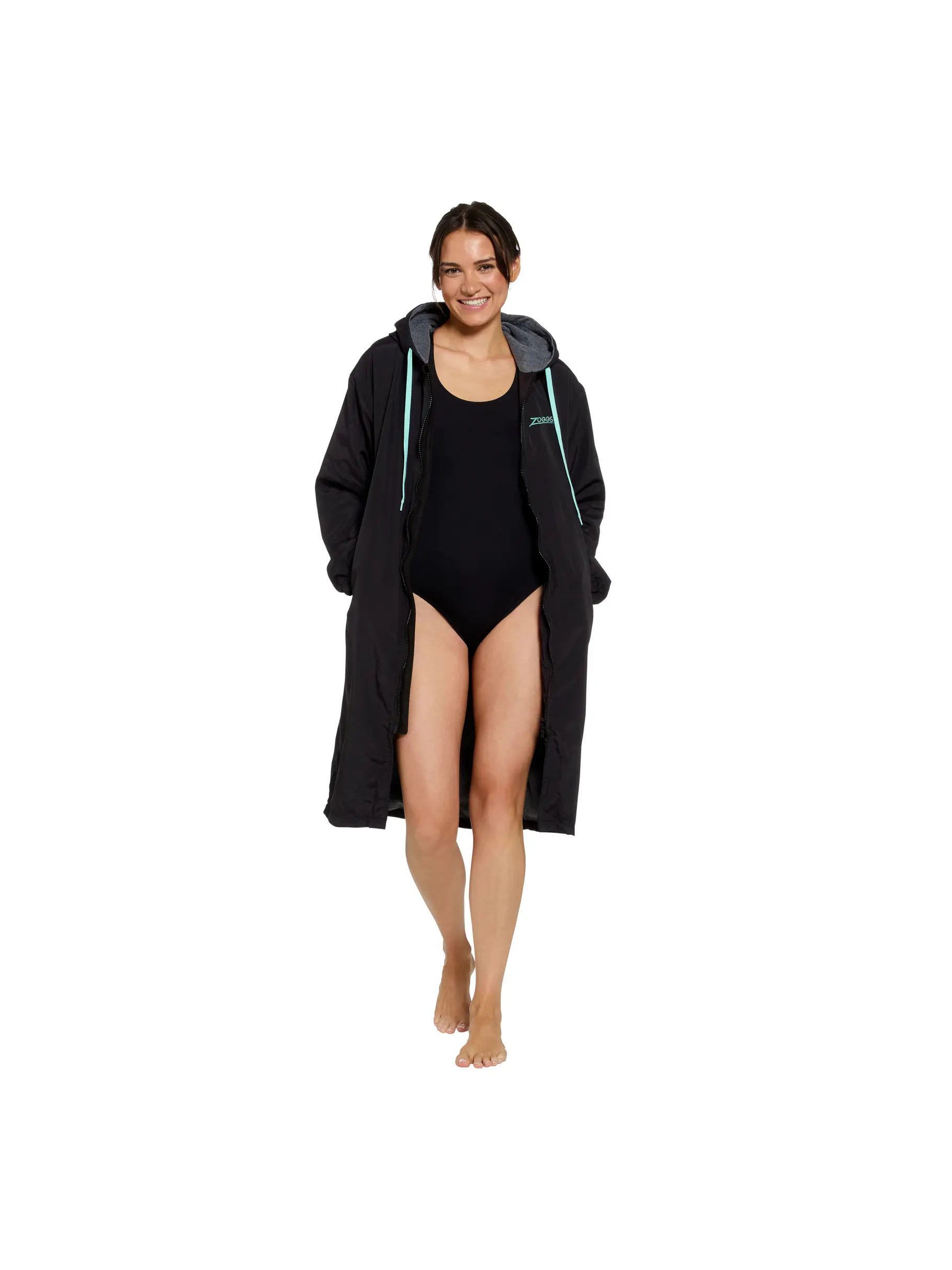 New, view full size image of Front view of Product detail - Zoggs Unisex Pool Parka BKMN