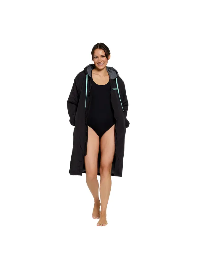 New, view full size image of Front view of Product detail - Zoggs Unisex Pool Parka BKMN
