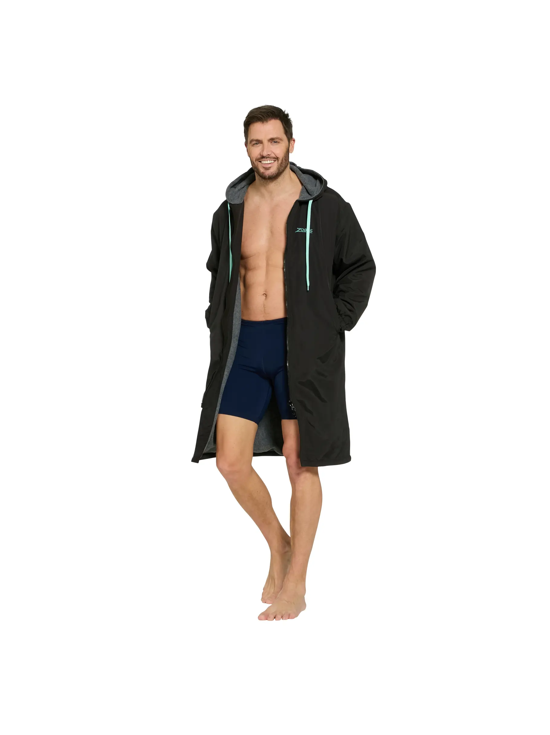 New, view full size image of Front view of Product detail - Zoggs Unisex Pool Parka BKMN