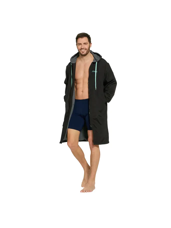 New, view full size image of Front view of Product detail - Zoggs Unisex Pool Parka BKMN