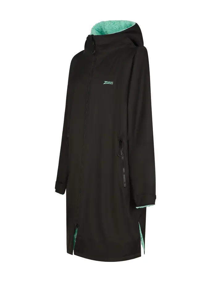 Out of Stock,New, view full size image of Front view of Product detail - Zoggs Unisex Changing Parka Coat BKMN