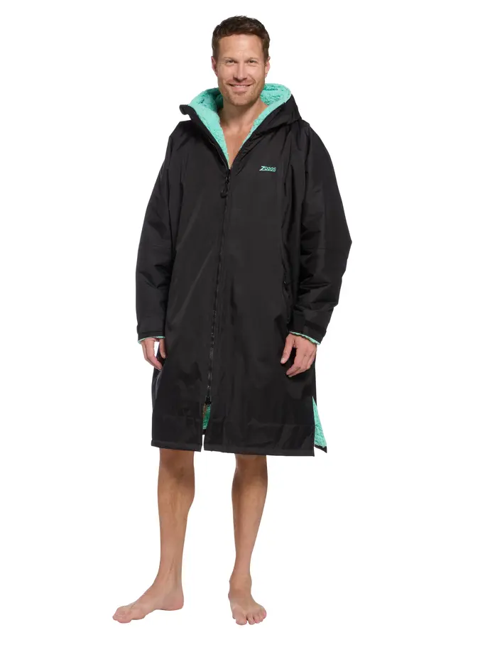 Out of Stock,New, view full size image of Front view of Product detail - Zoggs Unisex Changing Parka Coat BKMN