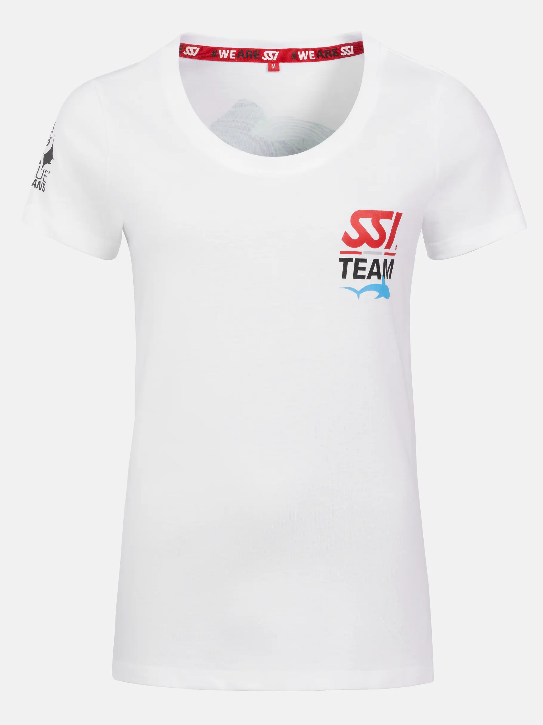 Out of Stock, voir image en taille réelle de la vue frontale de Product detail - SSI Shark Diving T-shirt Women white
