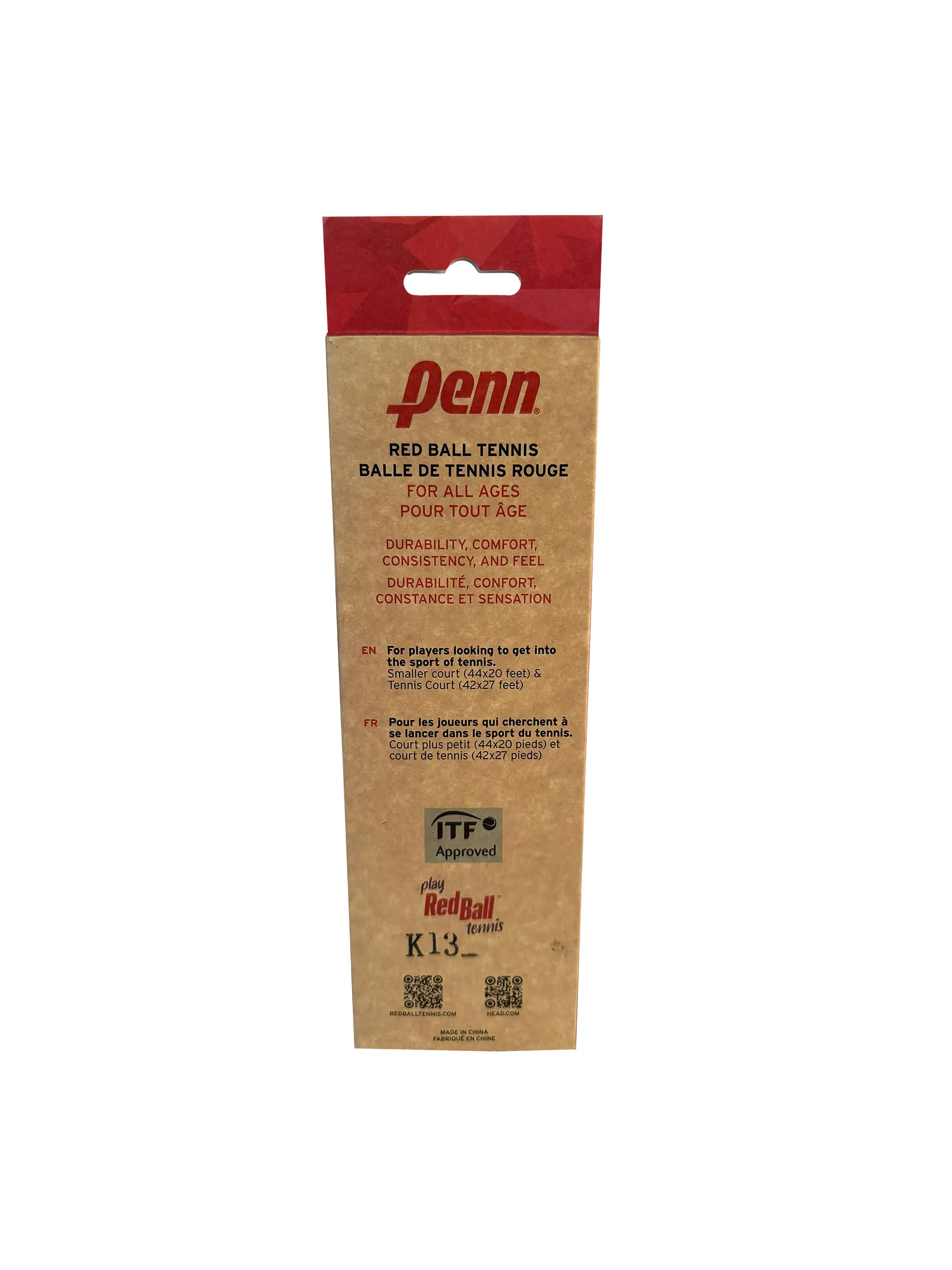 , view full size image of Front view of Product detail - PENN RED BALL TENNIS - CASE