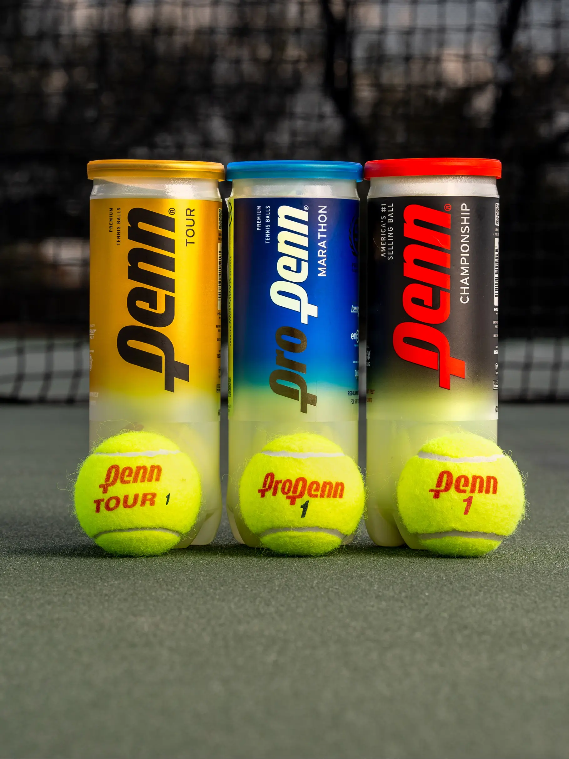 , view full size image of Front view of Product detail - Penn Tour Regular-Duty Felt  3-ball Can