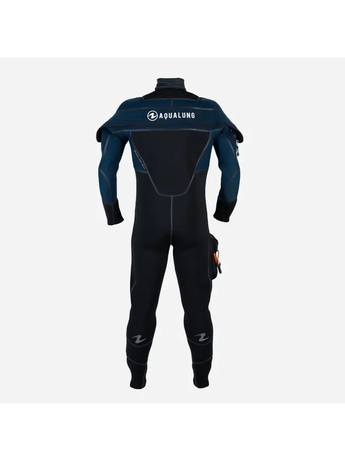 Out of Stock, view full size image of Front view of Product detail - ICELAND - Men's Dive Wetsuit 7mm black/cyan