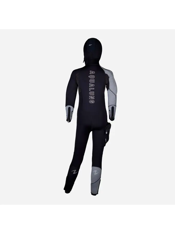 Out of Stock, view full size image of Front view of Product detail - DYNAFLEX - Women's Dive Wetsuit with Hood 7mm black/red