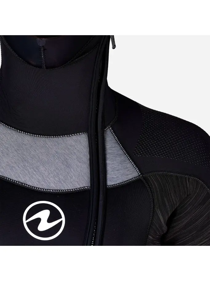, view full size image of Front view of Product detail - DYNAFLEX - Men's Dive Wetsuit with Hood 7mm black/red