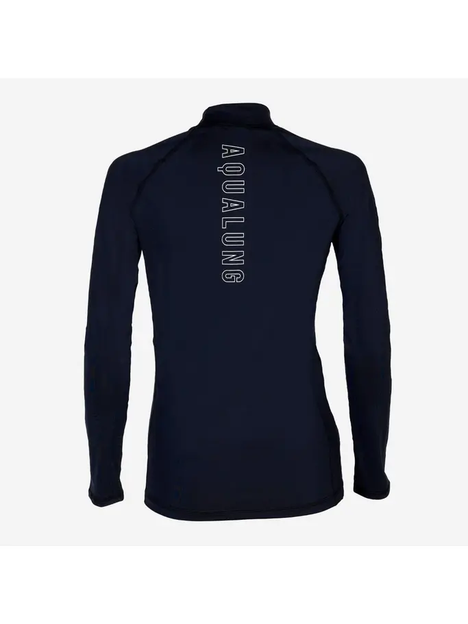 Out of Stock, view full size image of Front view of Product detail - SLIM FIT RASHGUARD - Women's Long Sleeve black