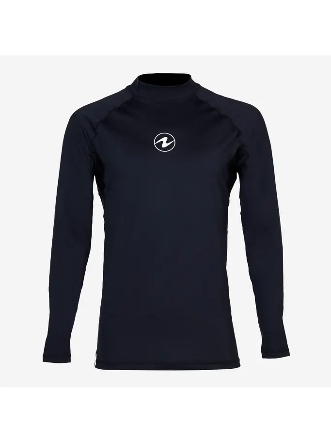 Out of Stock, view full size image of Front view of Product detail - SLIM FIT RASHGUARD - Men's Long Sleeve black