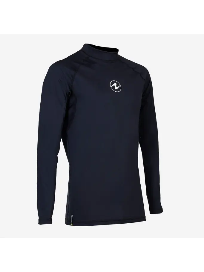 Out of Stock, view full size image of Front view of Product detail - SLIM FIT RASHGUARD - Men's Long Sleeve black