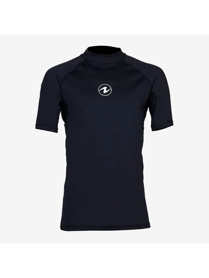 , view full size image of Front view of Product detail - SLIM FIT RASHGUARD - Men's Short Sleeve black