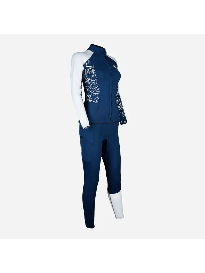 , view full size image of Front view of Product detail - FITFLEX - Women's Dive Wetsuit 3mm navy/ivory