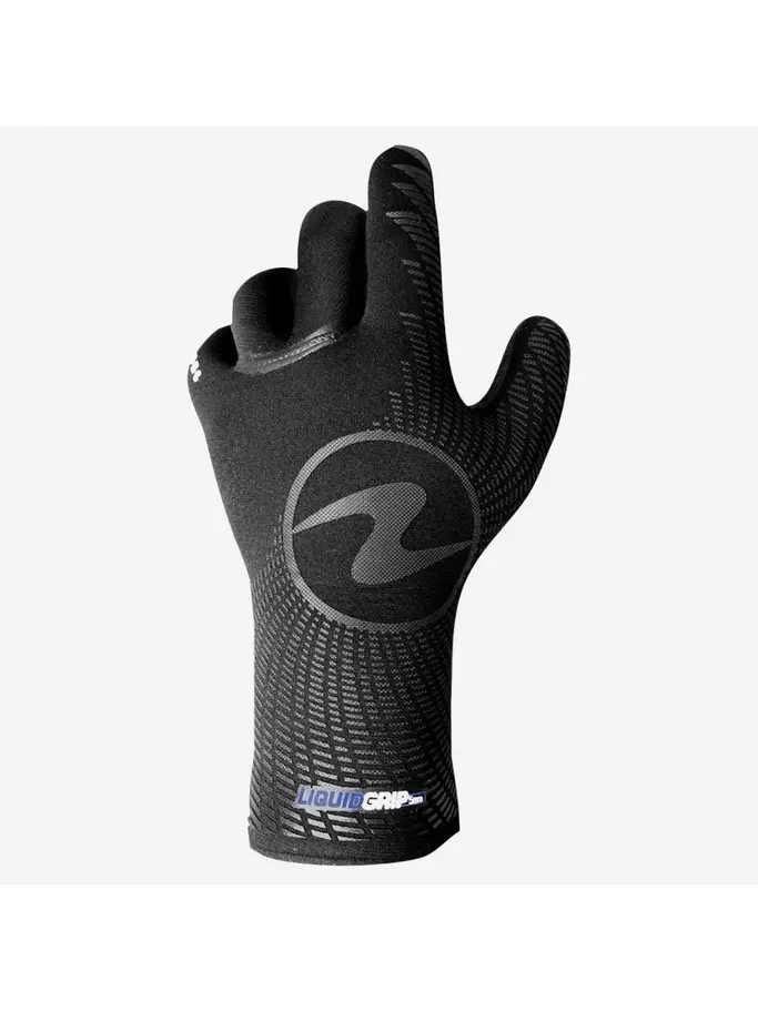 Out of Stock, view full size image of Front view of Product detail - LIQUID GRIP - Dive Gloves 3mm black/blue