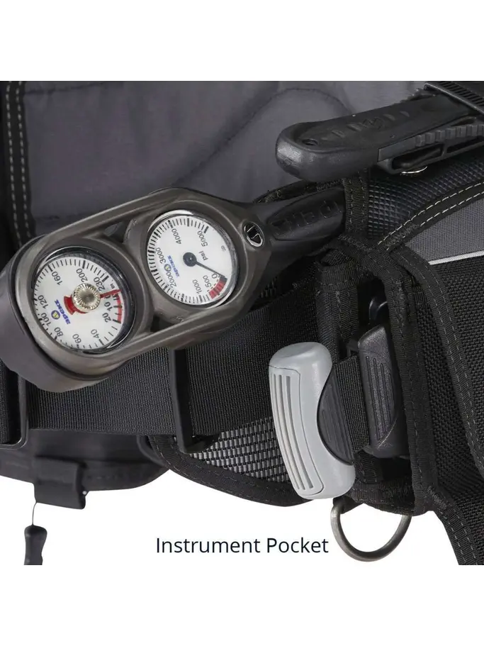 Out of Stock, visualizzare l'immagine full size della vista frontale di Product detail - DIMENSION - Men's Dive BCD black/grey