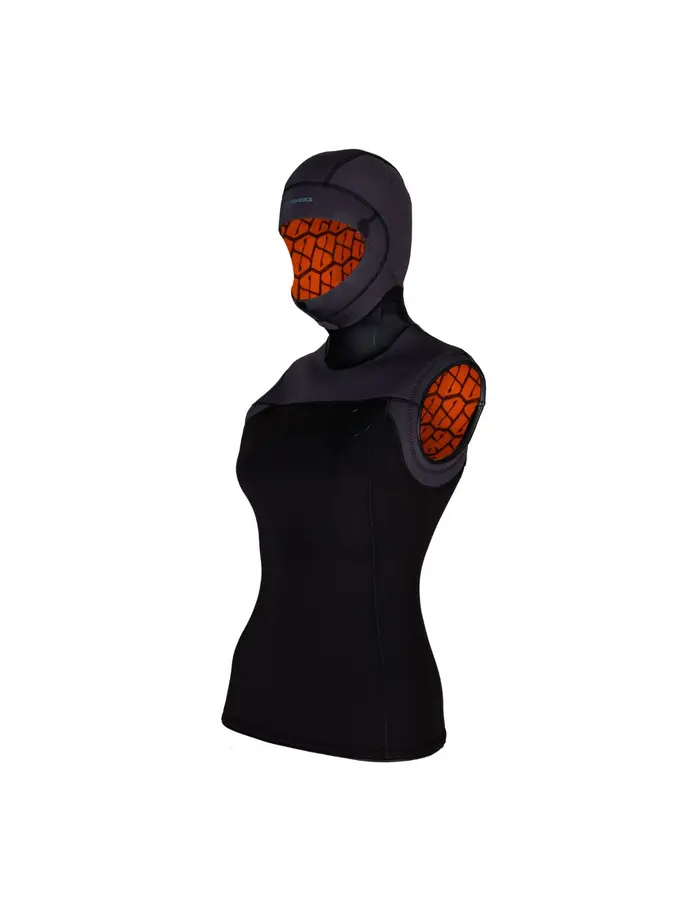 , Ansicht Großes Bild der Vorderseite Product detail - THERMIQ - Women's 5/3mm Hooded Vest black/grey