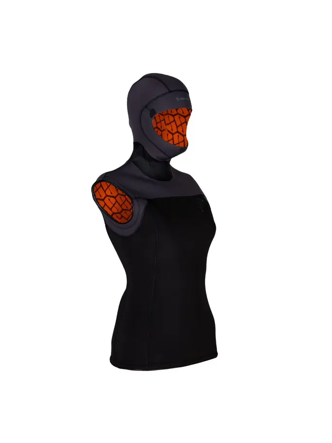 , Ansicht Großes Bild der Vorderseite Product detail - THERMIQ - Women's 5/3mm Hooded Vest black/grey