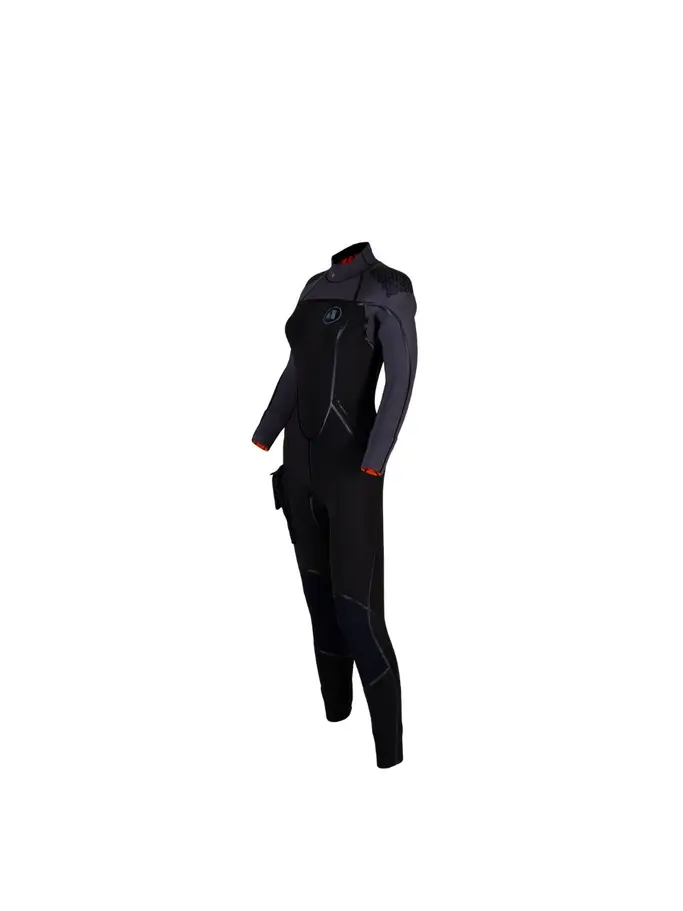 , view full size image of Front view of Product detail - THERMIQ - Women's Wetsuit 5mm black/grey