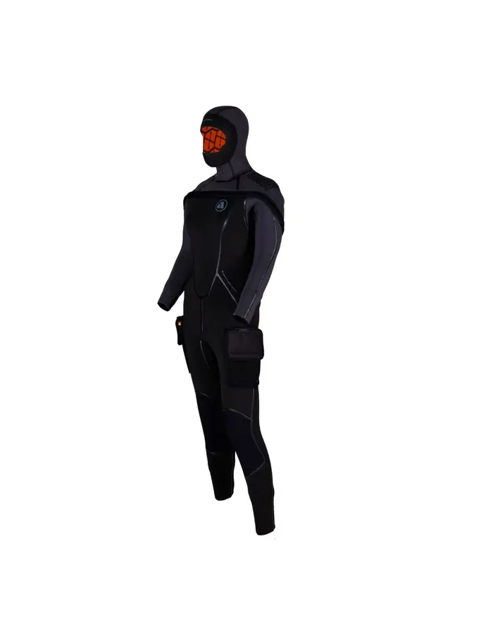 , view full size image of Front view of Product detail - THERMIQ ADV - Women's Wetsuit 8/7mm black/silver