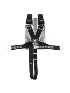 Display front view 1 of Product detail - DELUXE WEBBED HARNESS - Dive BCD Accessory with Stainless steel plate black/grey