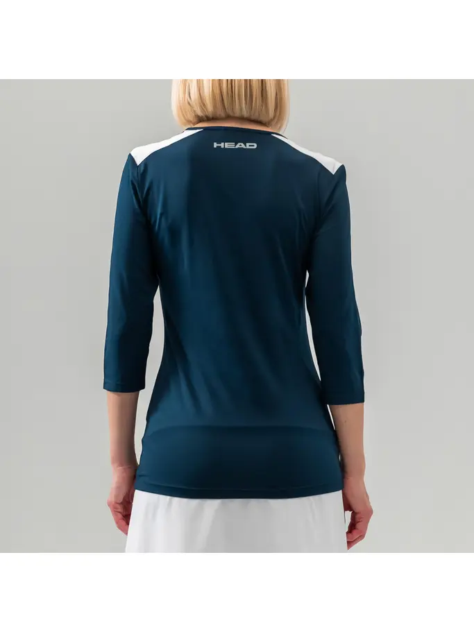 Sale, view full size image of Front view of Product detail - CLUB 22 Tech 3/4 Shirt Women dark blue