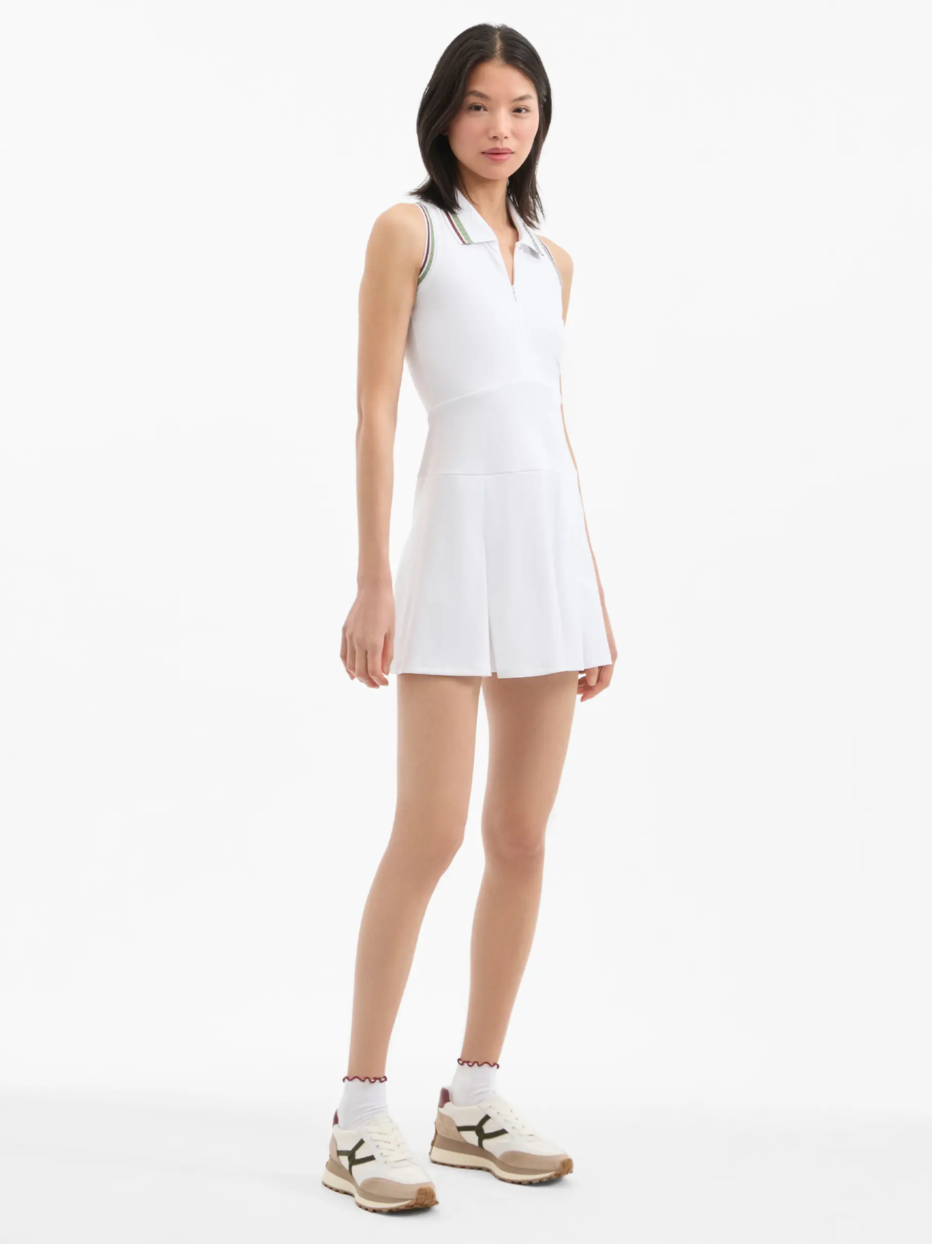 Price Drop, view full size image of Front view of Product detail - Ace Pleated Tennis Dress | Veronica Beard x HEAD Sportswear  white