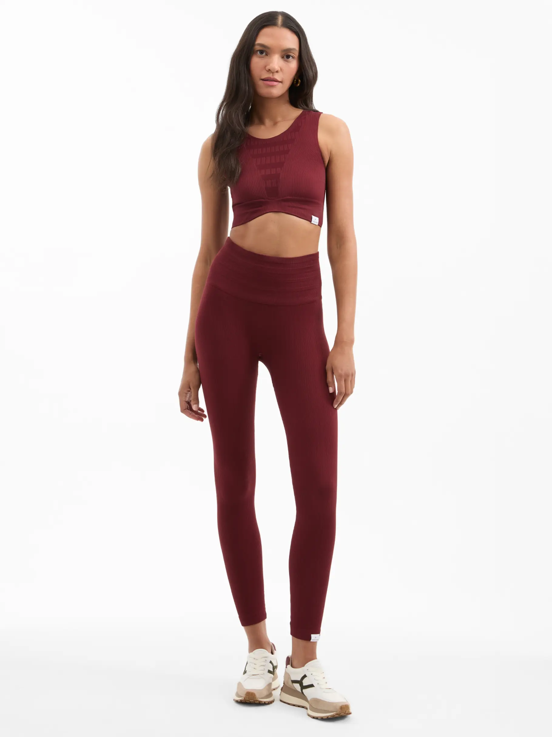 Price Drop, view full size image of Front view of Product detail - Sculpt Sports Bra | Veronica Beard x HEAD Sportswear  terracotta