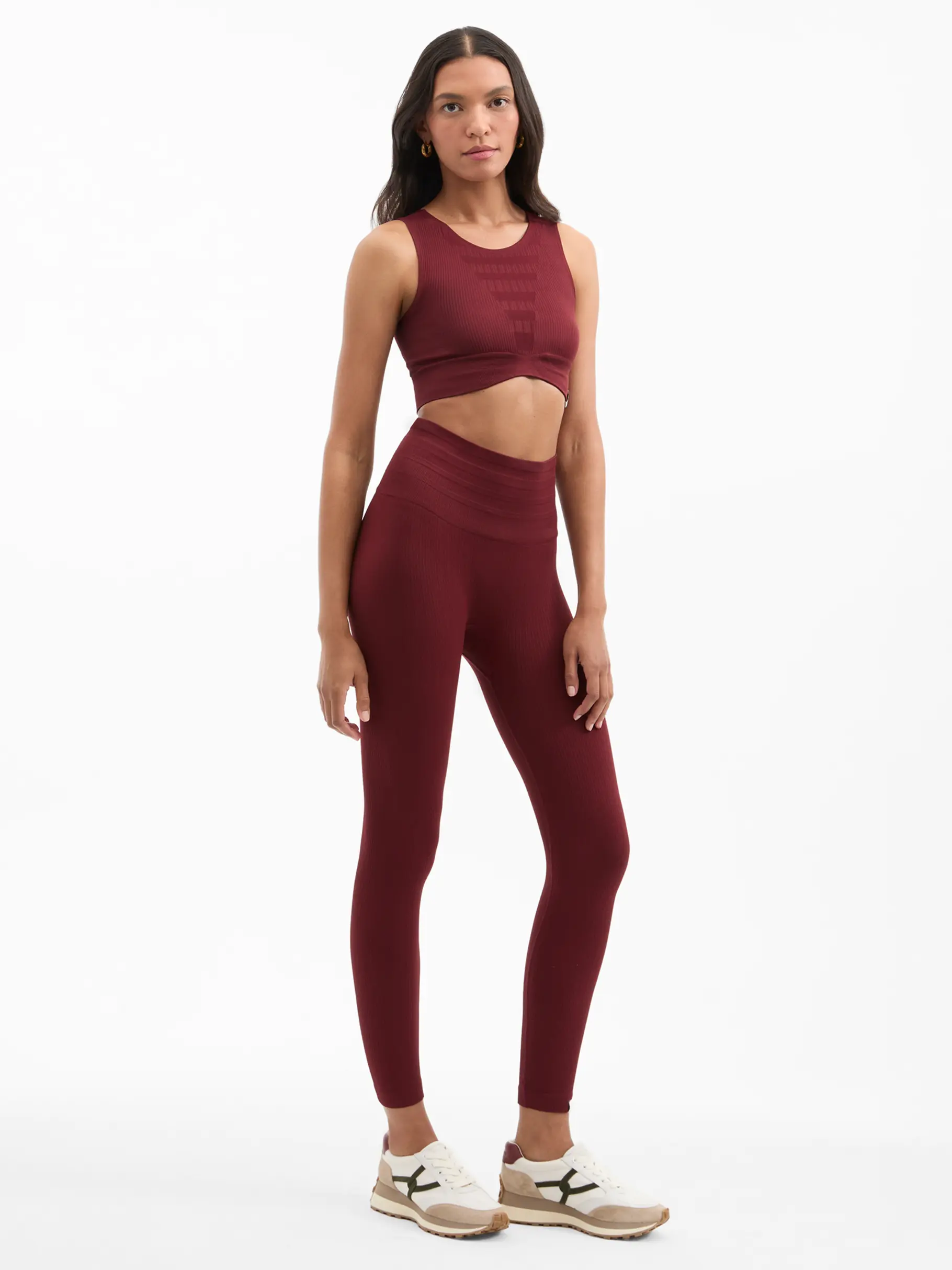 Price Drop, view full size image of Front view of Product detail - Clay High-Rise Legging | Veronica Beard x HEAD Sportswear  terracotta