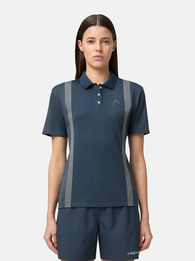 , view full size image of Front view of Product detail - CLUB 25 TECH Polo Shirt Women navy