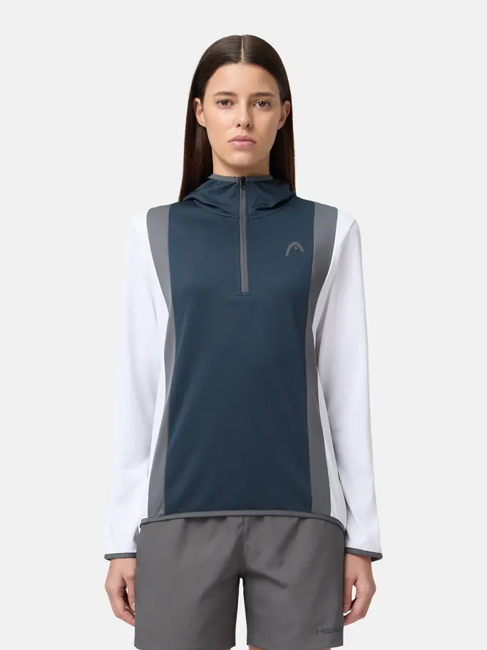 , view full size image of Front view of Product detail - CLUB 25 TECH Hoodie Women navy/white