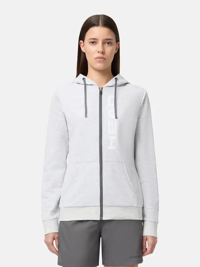 , view full size image of Front view of Product detail - CLUB ORIGINAL Hoodie FZ Women grey melange