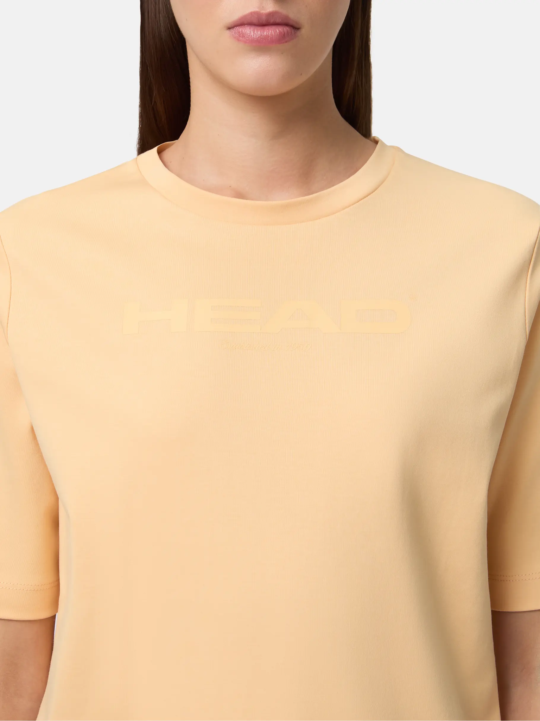 New, view full size image of Front view of Product detail - MOTION T-Shirt Women apricot