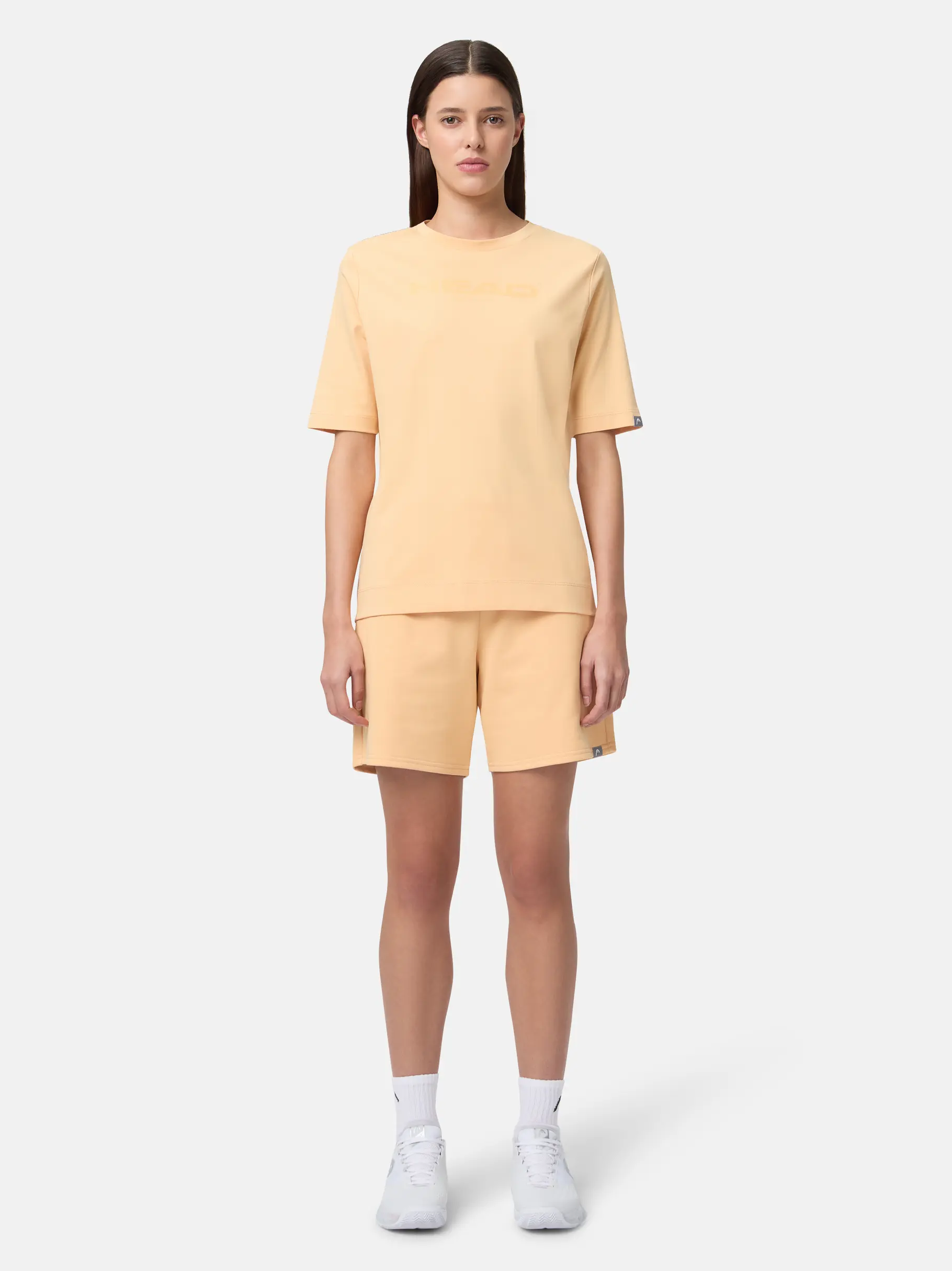 New, view full size image of Front view of Product detail - MOTION T-Shirt Women apricot