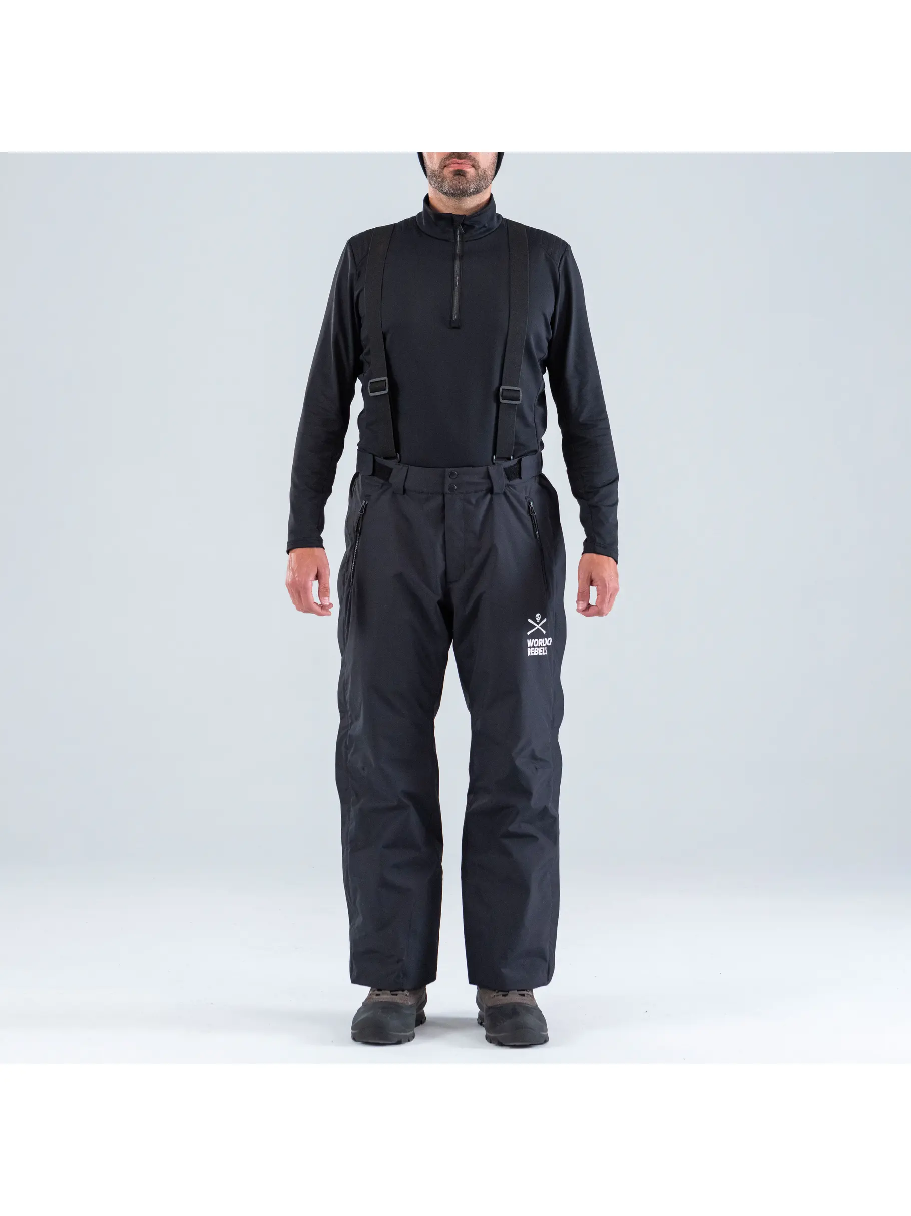 New, view full size image of Front view of Product detail - RACE ZIP Pants Unisex black