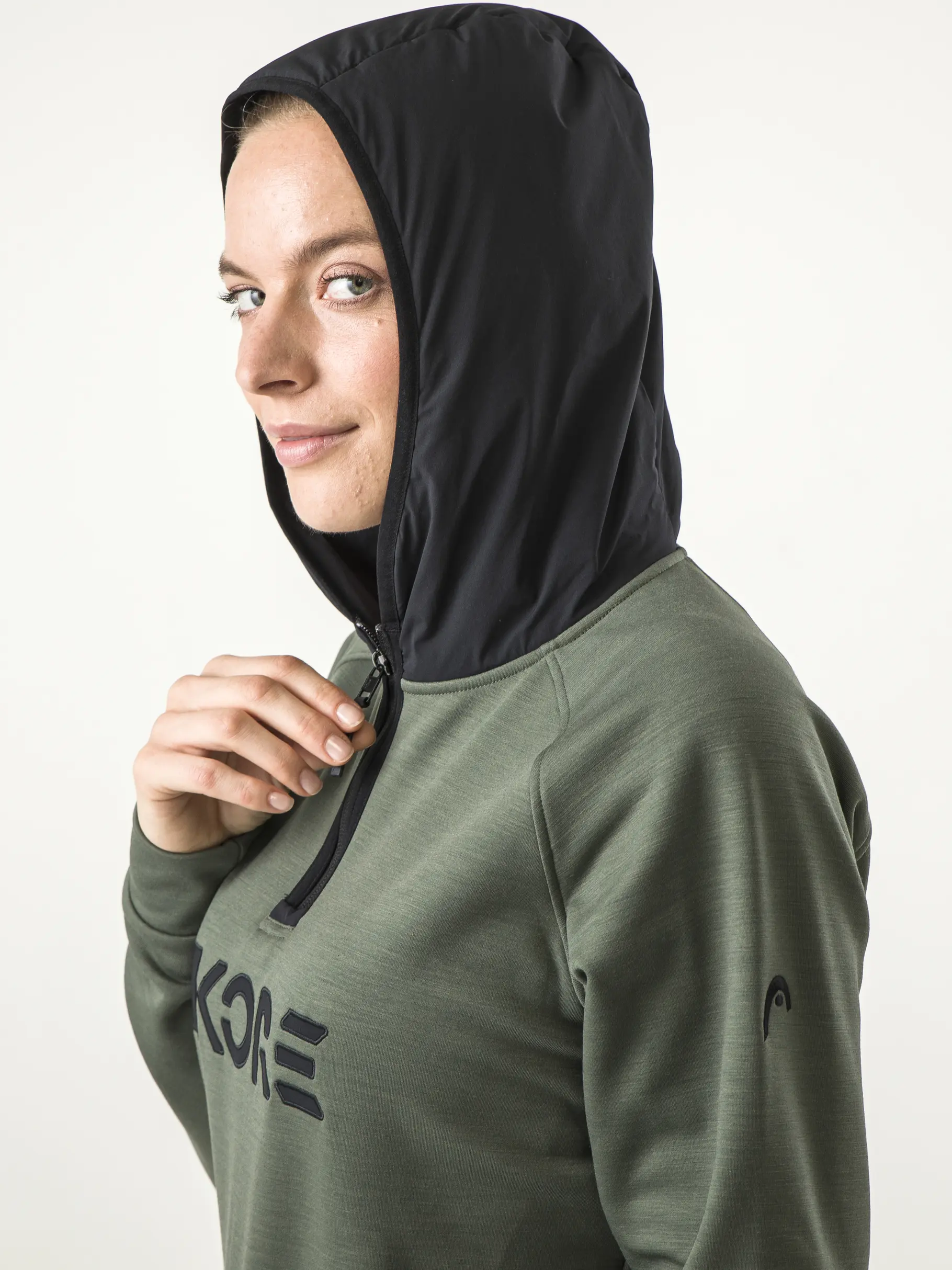 Sale, weergave van volledige grootte van vooraanzicht van Product detail - KORE Tech Hoodie Unisex thyme