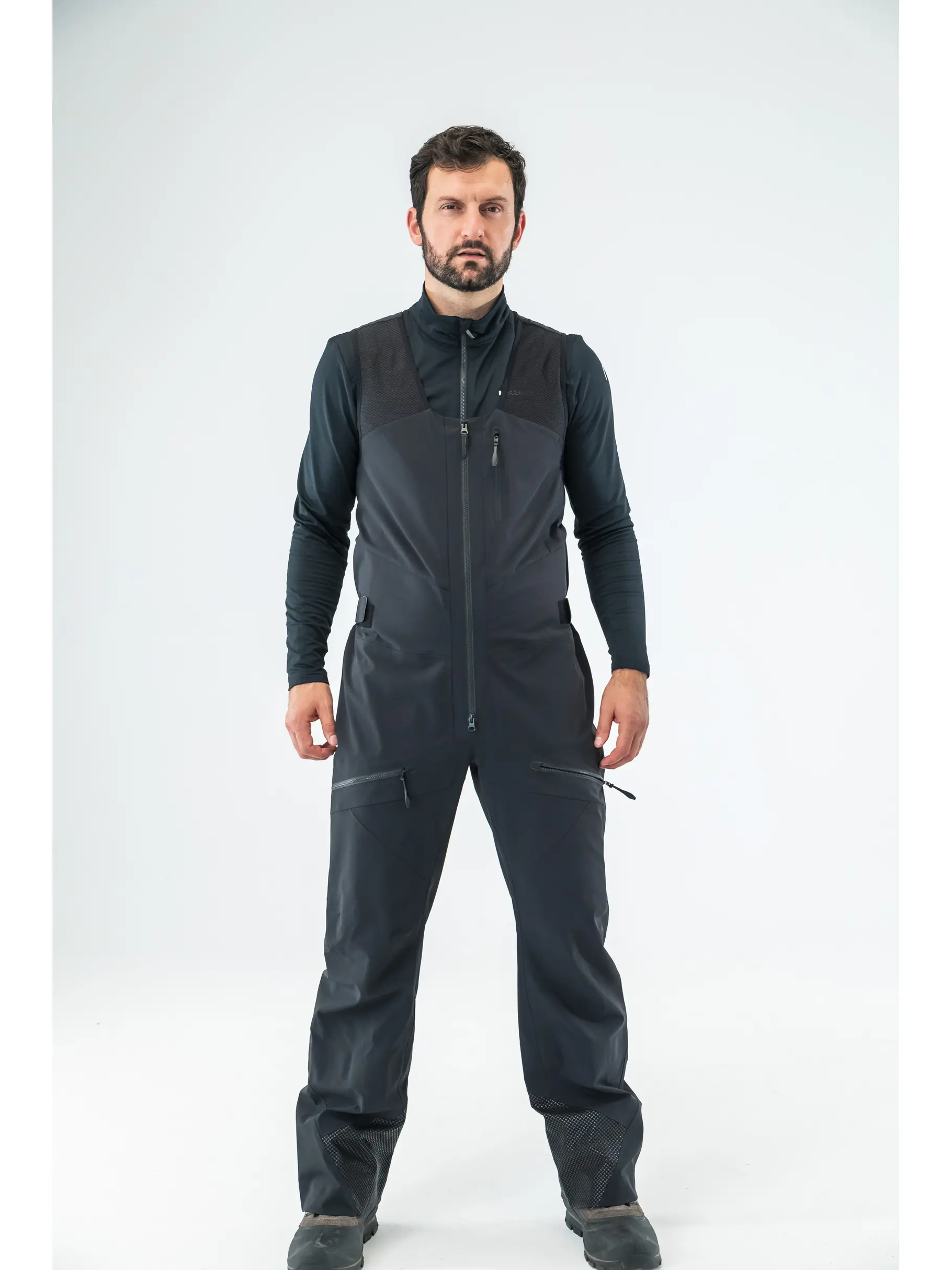 Out of Stock,Sale, view full size image of Front view of Product detail - KORE Bib Pants Men black