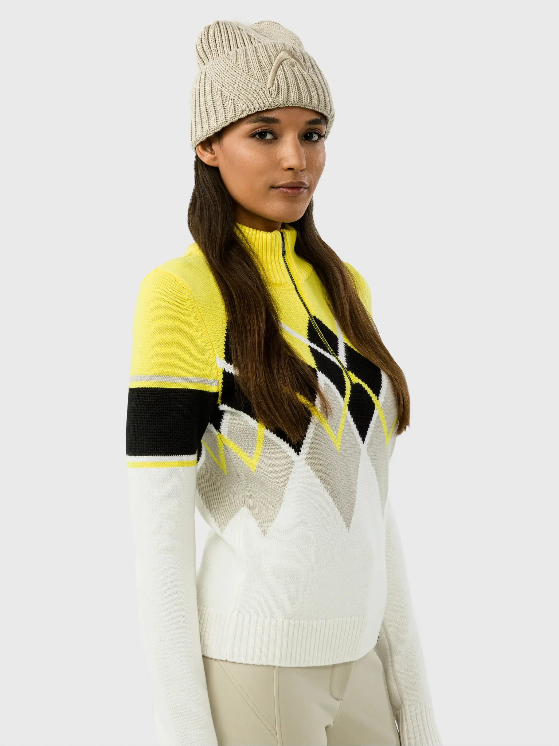 Sale, Ansicht Großes Bild der Vorderseite Product detail - COCO Pullover Women luminous yellow/white