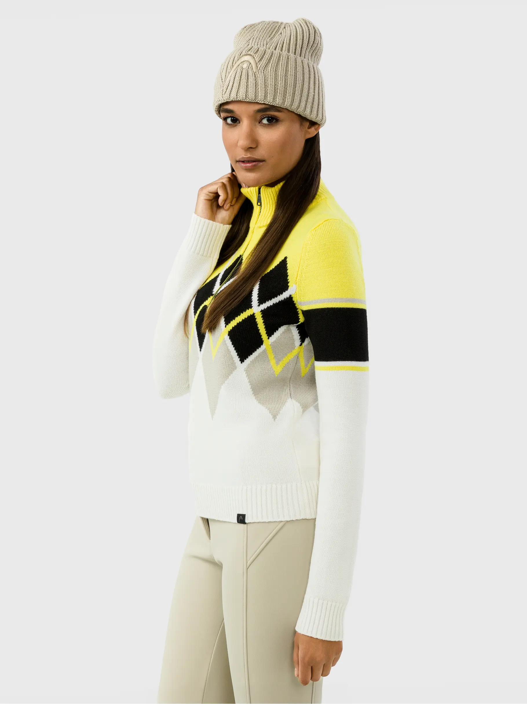 Sale, Ansicht Großes Bild der Vorderseite Product detail - COCO Pullover Women luminous yellow/white