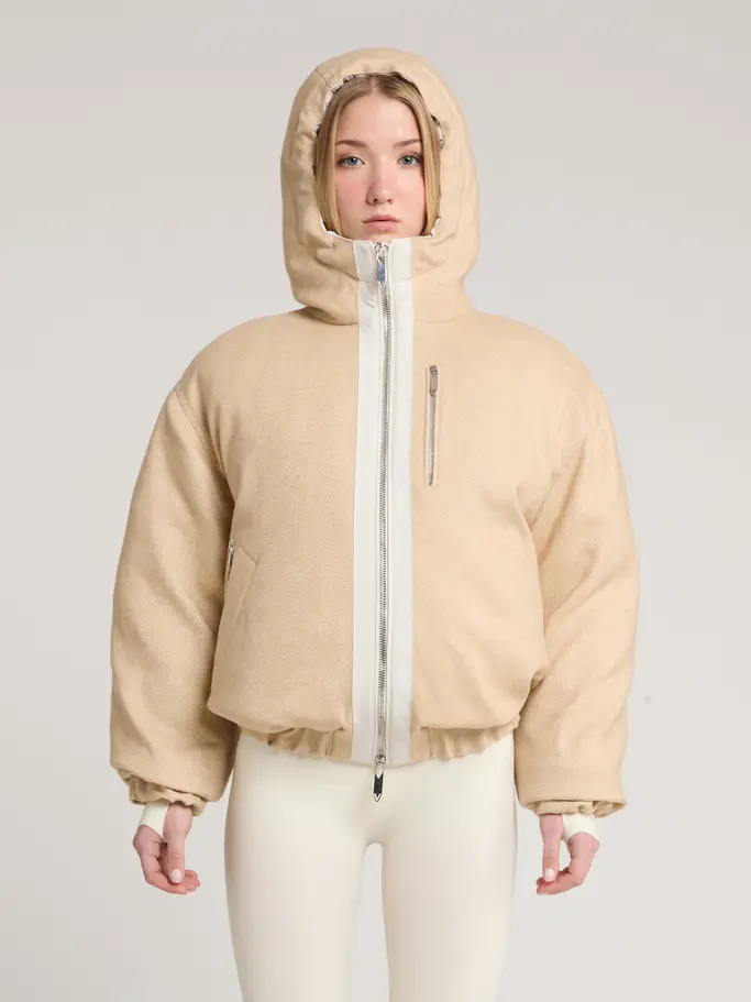 , zobrazit obrázek v plné velikosti z předního pohledu Product detail - GOLDIE REVERSIBLE HOODED JACKET light beige