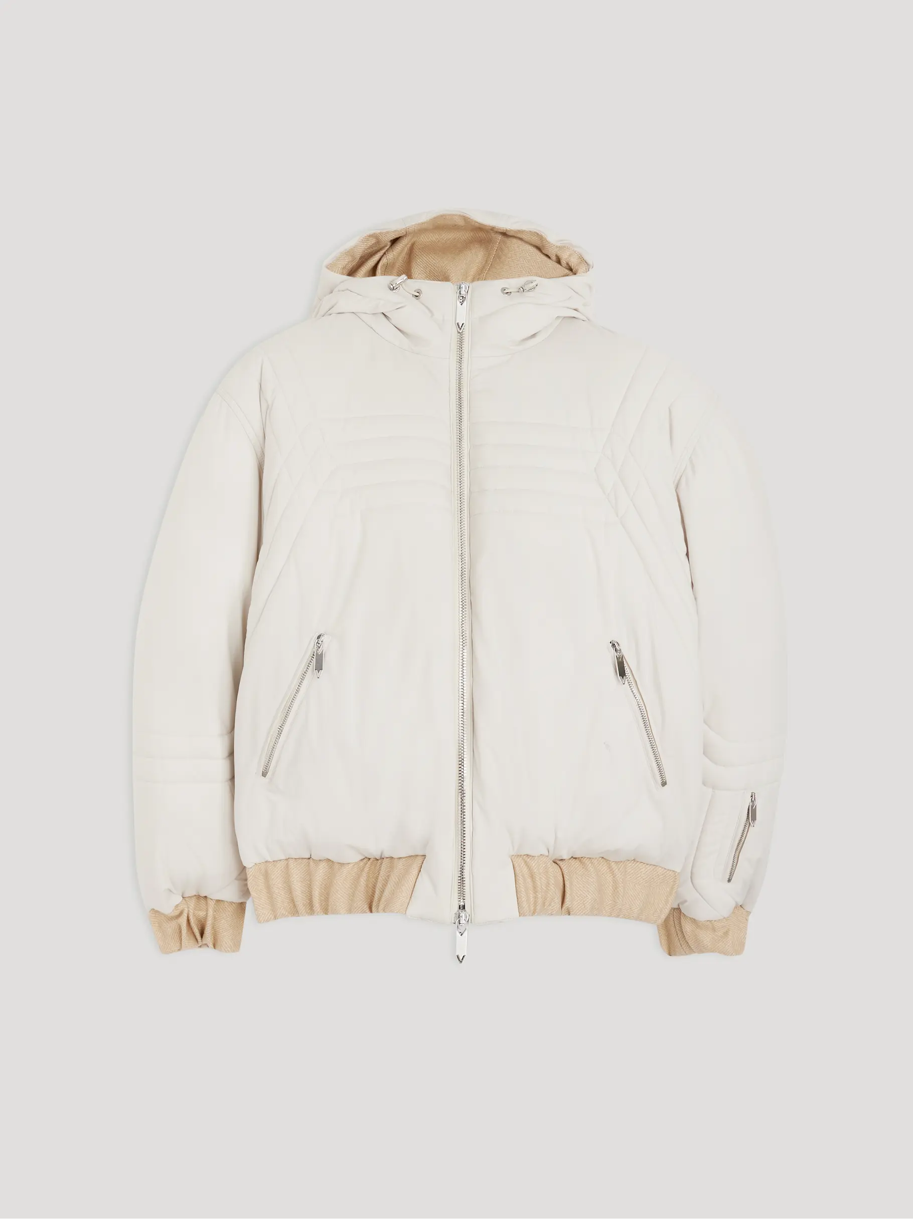 , weergave van volledige grootte van vooraanzicht van Product detail - GOLDIE REVERSIBLE HOODED JACKET light beige