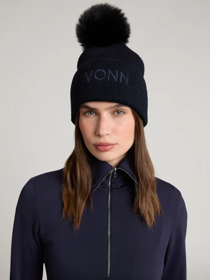 New, view full size image of Front view of Product detail - LUCY Beanie Women midnight blue