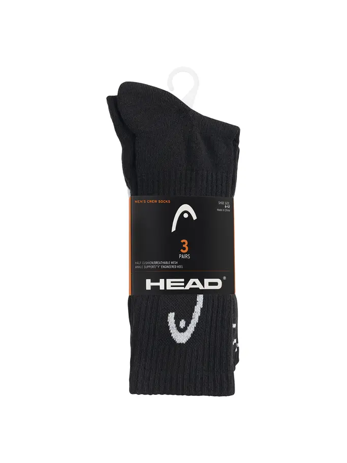 , view full size image of Front view of Product detail - Men's Crew Socks 3 Pack black