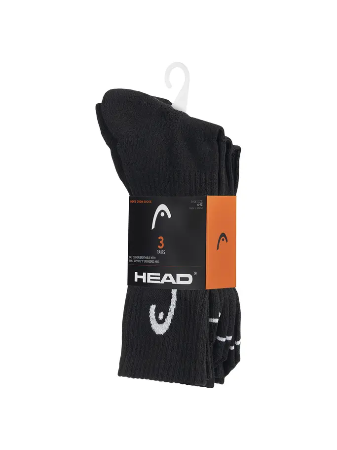, view full size image of Front view of Product detail - Men's Crew Socks 3 Pack black