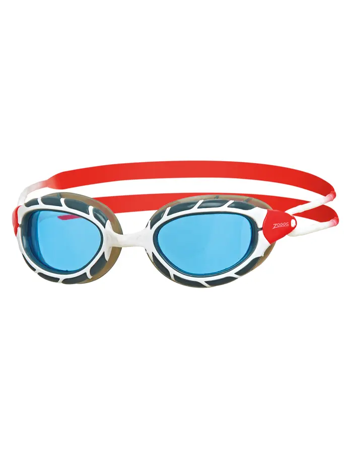 Product overview - Predator Swimming Goggles - Tinted Blue Lens White/Red - Tinted Blue Lens