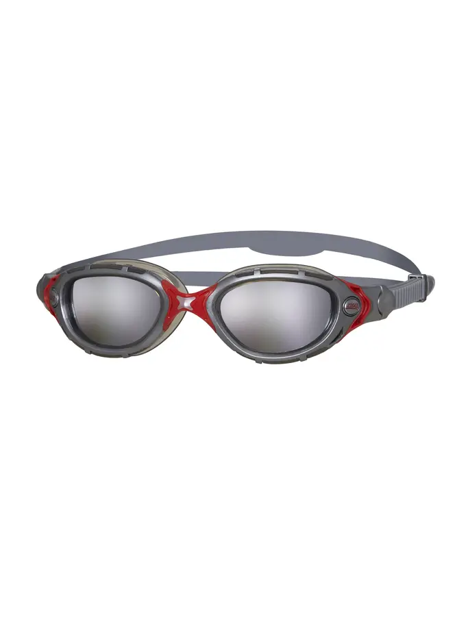 Product overview - Predator Flex Original Swimming Goggles Silver/Red - Mirrored Smoke Lens